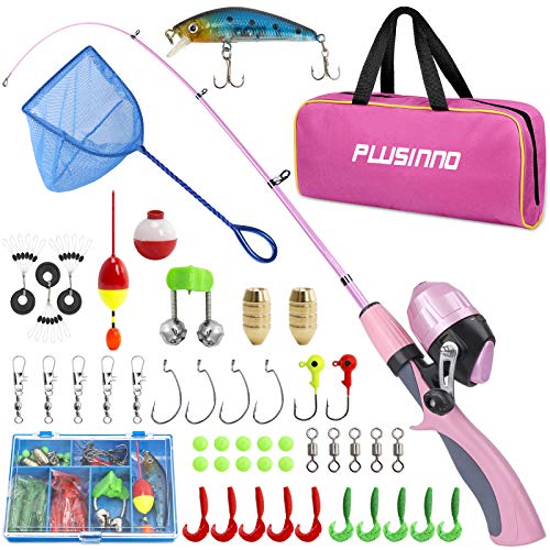 PLUSINNO Kids Fishing Pole, Portable Telescopic Fishing Rod Combos Full
