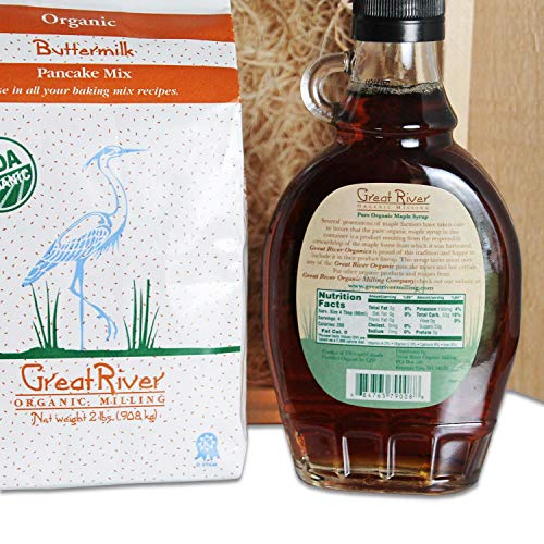 Great River Milling Buttermilk Pancake Mix & Maple Syrup Gift Box, 6.5 Pound