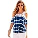 HANYI Elegant Shirt Lady Girls Summer Beach Fashion Sexy Print Lace Blouse Tops (L, Blue)