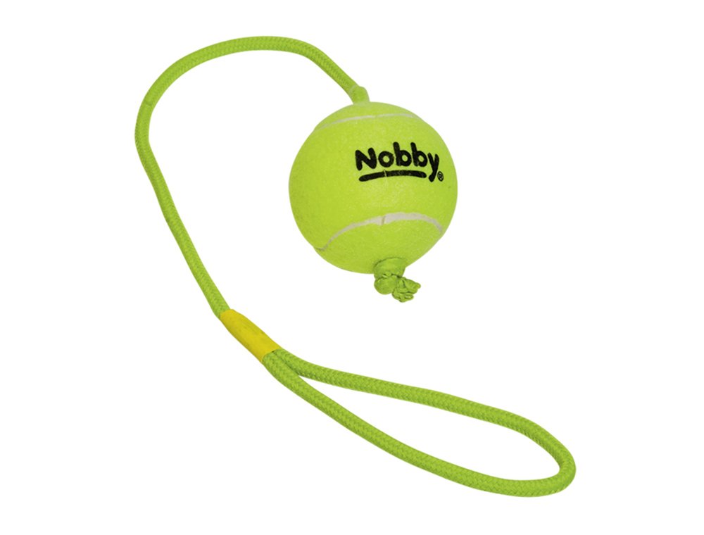 Nobby Tennis ball with throwing loop L 7.5 cm; rope 70 cm