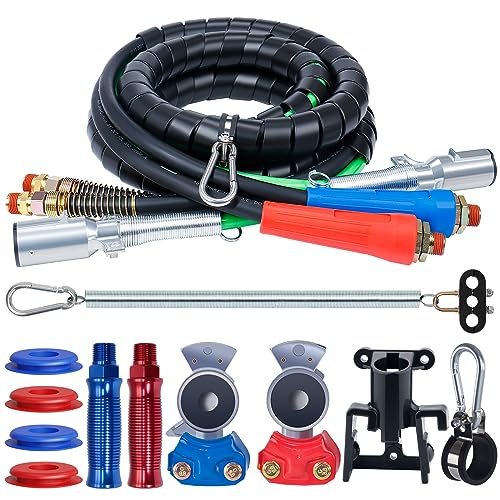 CheeMuii - Kit de líneas de aire de semircamión 3 en 1 ABS de 12 pies con Gladhand, asas, soporte y kit de resorte para sistema de frenos de tractor de semirremolques