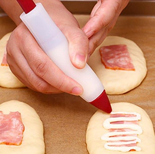 10pcs Silicone Cake Pastry Cookie Icing Decorating Syringe Cream Chocolate Plate Pen Bakeware Tools