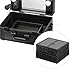 Ovonni Small LED Makeup Train Case, Lighted Rolling Travel Portable Cosmetic Organizer Box with Mirror and 4 Detachable Wheels, Professional Artist Trolley Studio Free Standing Workstation, Black