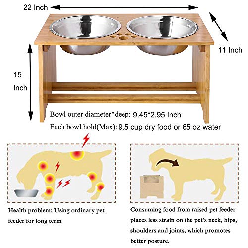 FOREYY Raised Pet Bowls for Cats and Dogs, Bamboo Elevated Dog Cat Food and Water Bowls Stand Feeder - //medicalbooks.filipinodoctors.org