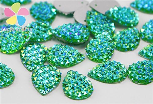 24pcs/lot 13*18mm multi color option Teardrop Plastic/Resin Flatback Rhinestones Sewing Crystals DIY Craft (green)