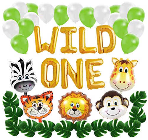 Wild One First Birthday Balloon Decoration Kit, 1st Boy Girl Theme Bday Party Banner Decoration Set