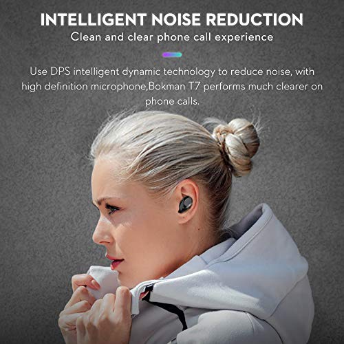 bokman Draadloze koptelefoon, T7 in-ear Bluetooth oordopjes, Graphene Driver Bass HiFi Geluid, IPX5 Waterdicht, Noise… - Afbeelding 4