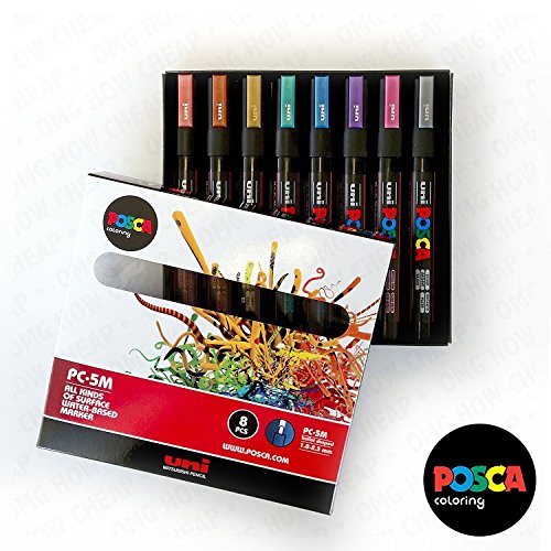POSCA Colouring - PC-5M Metallic Set of 8 - In Gift Box