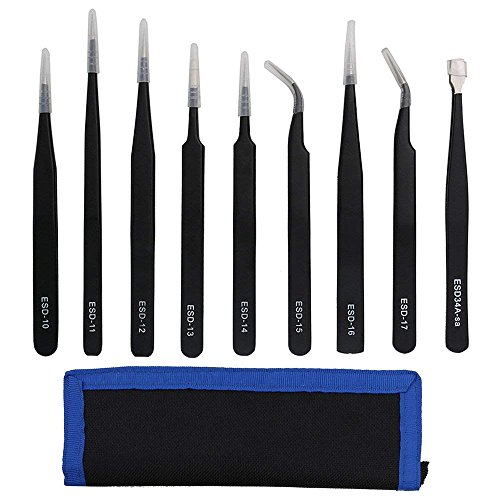 Pancellent Head Magnifier Glasses with Precision Tweezers Set (9 Pcs), Headband Magnifying with 2 LED Light