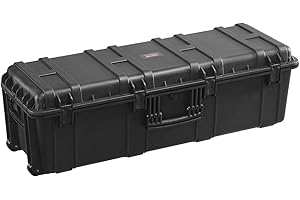 VEVOR Weatherproof Hard Case, Heavy Duty Protective Dry Box Case with Pre-Cut Foam & Retractable Pull Handles for Travel, Hunt, Military, Tactical, IP67 Waterproof Case for Cameras(112x41x34)