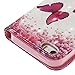 Urberry iPhone SE/5s/5 Wallet Case, 3D Wallet Stand Feature Flip Book Case for iPhone 5s/5/SE with a Free Screen Protector (Hot pink)