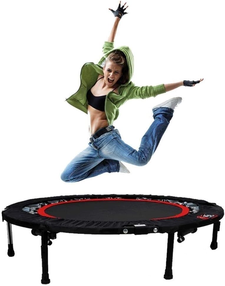 MMAXZ Leaps & ReBounds: Fitness Trampoline - Full-Size Protective Mat - Minimal Joint Impact - High-Calorie Burn - Improve Cardio, Balance, and Physical Strength