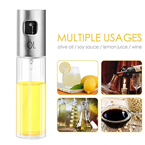 Wyxis Cooking Oil Sprayer Fine Mist Glass Bottle Oil Mister Gourmet-Portable Vinegar Spice Wine Lemon Sprayer Dispenser for Air Frying BBQ Grill Salad Baking,3.5 Ounce Capaciry