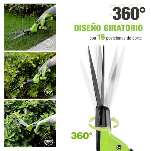 WORKPRO Tijeras Cortacésped Comfort Giratorias 360° para Diestros y Zurdos, Tijeras para Césped con 16 Posiciones de Corte, Mango Antideslizante Ergonómico, para Bordes de Jardín y Césped
