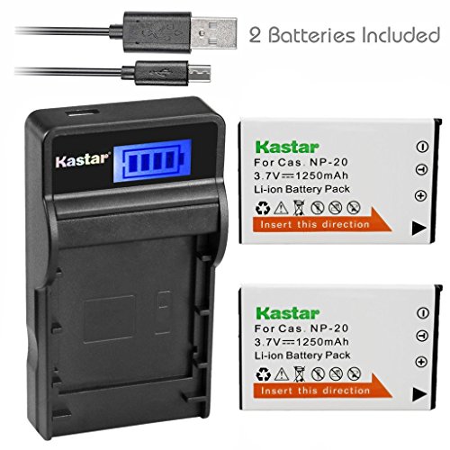 Kastar Battery (X2) + SLIM LCD Charger for Casio NP20 NP-20 & Exilim EX-M1 EX-M2 EX-M20 EX-S20 EX-S100 EX-S500 EX-S600 EX-S880 EX-Z3 EX-Z4 EX-Z5 EX-Z6 EX-Z7 EX-Z8 EX-Z11 EX-Z60 EX-Z70 EX-Z75 EX-Z77