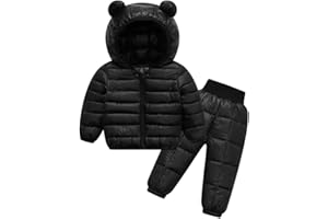 LAVIQK 2 Piece Toddler Winter Coats and Matching Pants Lightweight Puffer Padded Jacket Clothing Set Snowsuit Ski Suit