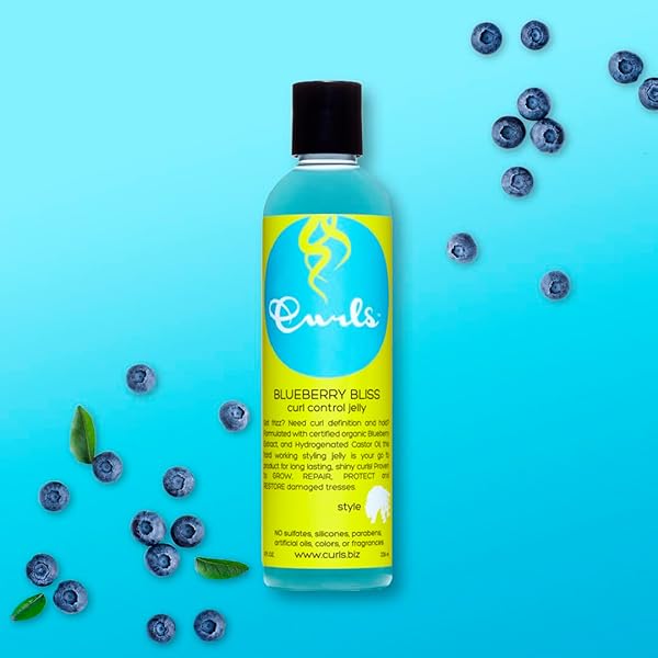 CURLS BLUEBERRY BLISS CONTROL JELLY – 8 OZ, DEFINE & DEFRIZZ, WASH AND GO’S, TWIST OUTS & BRAID OUTS, FOR WAVY, CURLY, AND COILY HAIR TYPES