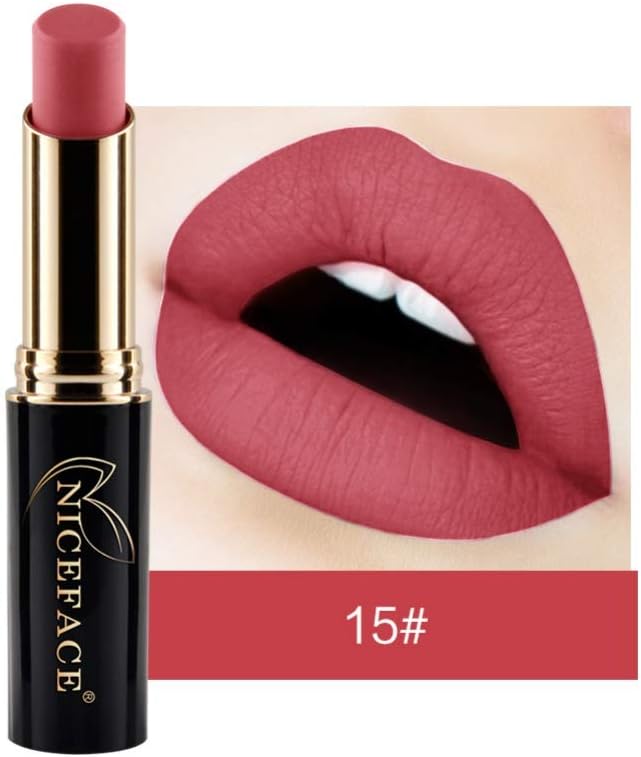 Waterproof Pigments Red Lipstick Matte Metallic Sexy Velvet Frosted Lipstick Makeup Matte Metallic Lipstick Waterproof Pigment Red Velvet Frosted Lipstick Cosmetic Beauty Long-lasting Lipstick (A15)