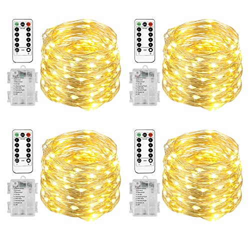 Homemory 4 Pack 20 Ft 60 LED Fairy Lights Battery