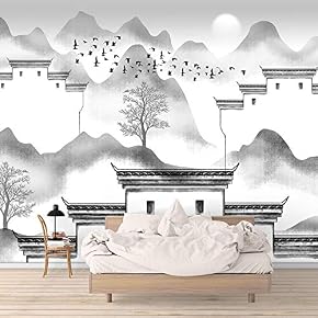 Wall Mural Traditional Chinese Ink and Wash Painting Removable Self-Adhesive Large Wallpaper - 66x96 inches
