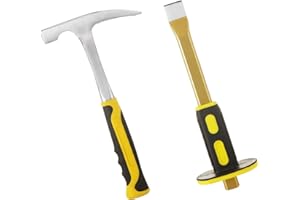 CertBuy 2 Pack Geology Rock Pick Hammer Kit - All Steel Geologist Hammer with Pointed Tip and Shock Reduction Grip for Mining