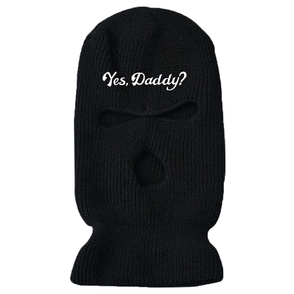 3 Hole Ski Mask Yes Daddy Full Face Balaclava Winter Warmer Outdoor Sports for Men Women Black