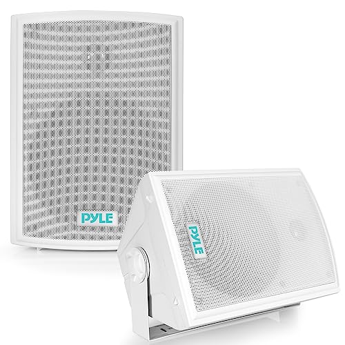 Pyle Indoor & Outdoor Lautsprecher Boxen – Aufbaulautsprecher als Wandlautsprecher 350W & leicht montierbar, wasserdichte Box Outdoor & Indoor, Robuste 2er Set Lautsprecherboxen