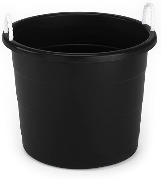 plastic toy bin with rope handles