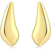 Jurikko Gold Chunky Statement Earrings for Women, Trendy 14K Gold Plated Square Geometric Vintage Drop Dangle Designer Stud Earrings, Jewelry Gift