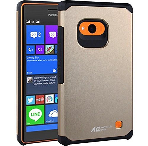 Lumia 730 / Lumia 735 Case - Armatus Gear (TM) Slim Hybrid Armor Case Dual Layer Shockproof Phone Cover For Microsoft Nokia Lumia 730 / Lumia 735 - Gold