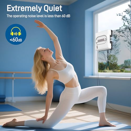 AlfaBot GLS480 Window Cleaner Robot Window Cleaning Robot, 5000 Pa Suction Power, Automatic Window Cleaner with 4 Spray Nozzles, 5 Cleaning Modes, 100ml Tank