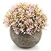 Foraineam 4-Pack Flower Topiary Shrubs Fake Plants Artificial Mini Plants with Gray Pots for Bathroom, House, Office Décor