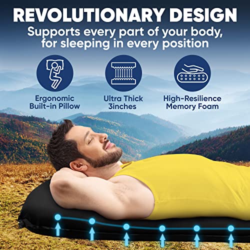 POWERLIX Sleeping Mat Pad SelfInflating Foam Pad Insulated 3inches