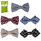 Bundle Monster 5 pc Boys Mixed Pattern Adjustable Elastic Pre-Tied Bow Tie Fashion Accessories - Set 9