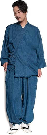 作務衣 デニム メンズ 通年 全3色 男性 さむえ 通年 オールシーズン 甚平 通販 Amazon