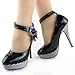 SHOW STORY Sexy Flower Ankle Strap Stripe Stiletto Platform Pumps Shoes,LF30404