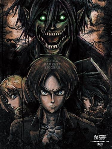 Attack on Titan Anime Manga Inspired Character Portrait Painting Giclèe Print