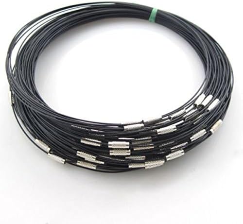 SKYEO Punk Black Steel Memory Wire Cord Necklace Choker Bracelet Loop Packing of 10