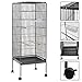 PETSJOY 58″ Large Bird Cage Parrot Cage for African Grey Senegal Parrots Sun Parakeets Green Cheeked Lovebirds Budgies Top Play Pet Bird Cage with Perch and Stand, 2 Doors 2 Feeders, Iron, Dark Graythumb 1