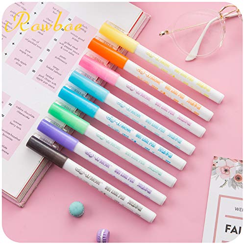 Gift Card Writing & Drawing Double Line Outline Pen,Creative Art Marker 8 Color Double Line Pen Light Color Fluorescent Marker crafts supplies stationery - Thumbnail 6