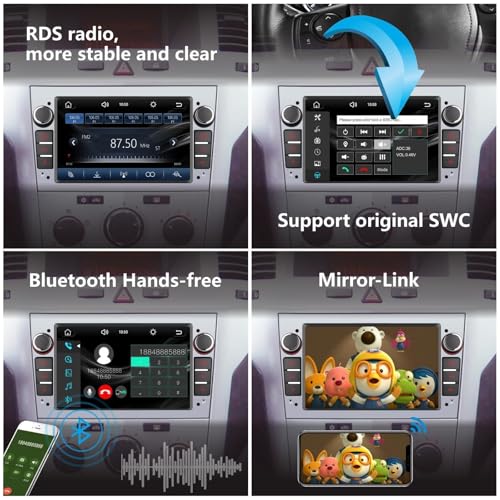 LXKLSZ Car Radio Compatible with Wireless Carplay/Android Auto for Opel Antara Zafira Corsa with Touch Screen Bluetooth Mirror Link USB High Power Silver