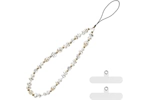 pcgaga Phone Charm Colorful Crystal Pearl Beaded Chain Bracelet, Detachable Anti-Drop Wrist Strap Anti Theft Stylish Phone Wristlet for Case Women Girls Gift