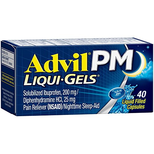 Advil PM Liqui-Gels (40 Count) Pain Reliever/Nighttime Sleep Aid Liquid Filled Capsules, 200mg Ibuprofen, 25mg Diphenhydramine