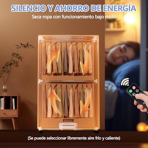 ZVXCABV Secador de Ropa Portátil,Secadora de Ropa Electrica de 2000W,Secador de Ropa de Doble Capa con Temporizador,Pantalla Táctil y Control Remoto,Adecuada para Apartamentos,Casas Rodantes y Hogares