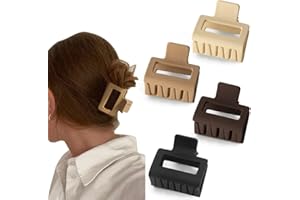Bolonar 4PCS Hair Clips for Thin Hair Neutral Color Small Hair Clips 2" Square Matte Hair Clips Small Claw Clips for Thin Hai