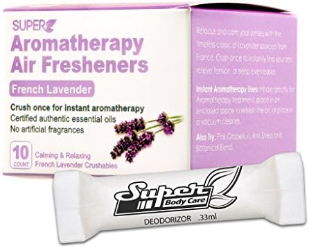 Crushables Air Freshener: 100% Pure Essential Oils. Chemical Free. Air Freshener for Home, Car, Gym Bag, Bathroom, Closet, Laundry, Trunk, and Small Spaces. Instant Aromatherapy in Just One Crush! Box of 10 (Relaxing Lavender)
