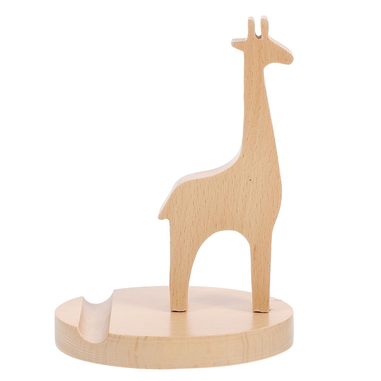 VILLCASE Solid Wood Giraffe Phone Stand - Cute Cartoon Mobile Holder for Desk, Light Brown, 4.7 X 3.7 X 5.1 Inches, Ideal for Home Decoration and Stationary present