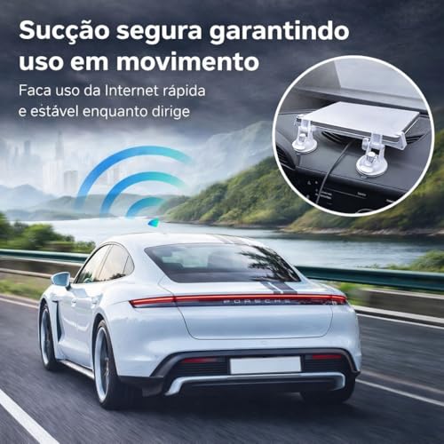 Suporte Starlink Mini para Carro Painel e Para-brisa com Ventosa Alta Sucção, Fixação Estável Antivibração, Compatível com Veículos, Posicionamento Seguro sem Obstrução, Material Resistente