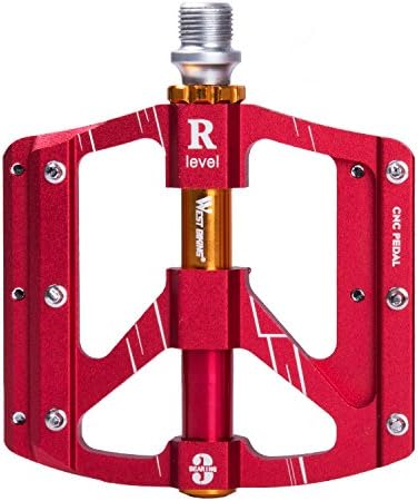 Bike Flat Pedals MTB, West Biking 9/16" Aluminum Alloy Dual Platform Bicycle Pedals for BMX Mountain Bikes Road Cycling Bike Race Birthday Gift 1 Pair
