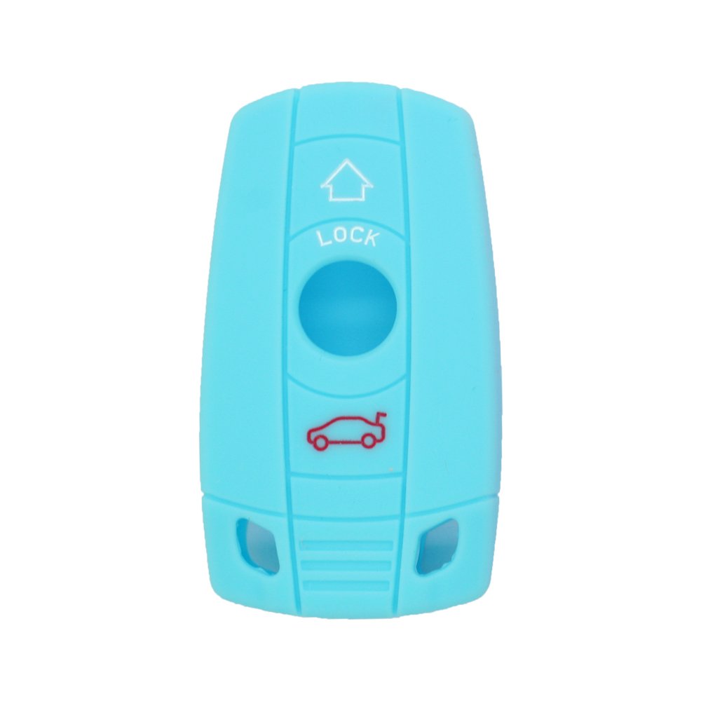 BROVACS Silicone Cover Protector Case Holder Skin Jacket Compatible with BMW 3 Button Smart Remote Key Fob CV9902 Light Blue